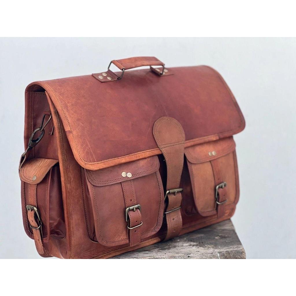 Briefcase Leather Vintage Men Messenger Shoulder Bag Laptop Satchel