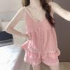 Women's Summer Pajama Set: Sweet Loose Camisole & Shorts with Removable Chest Pads