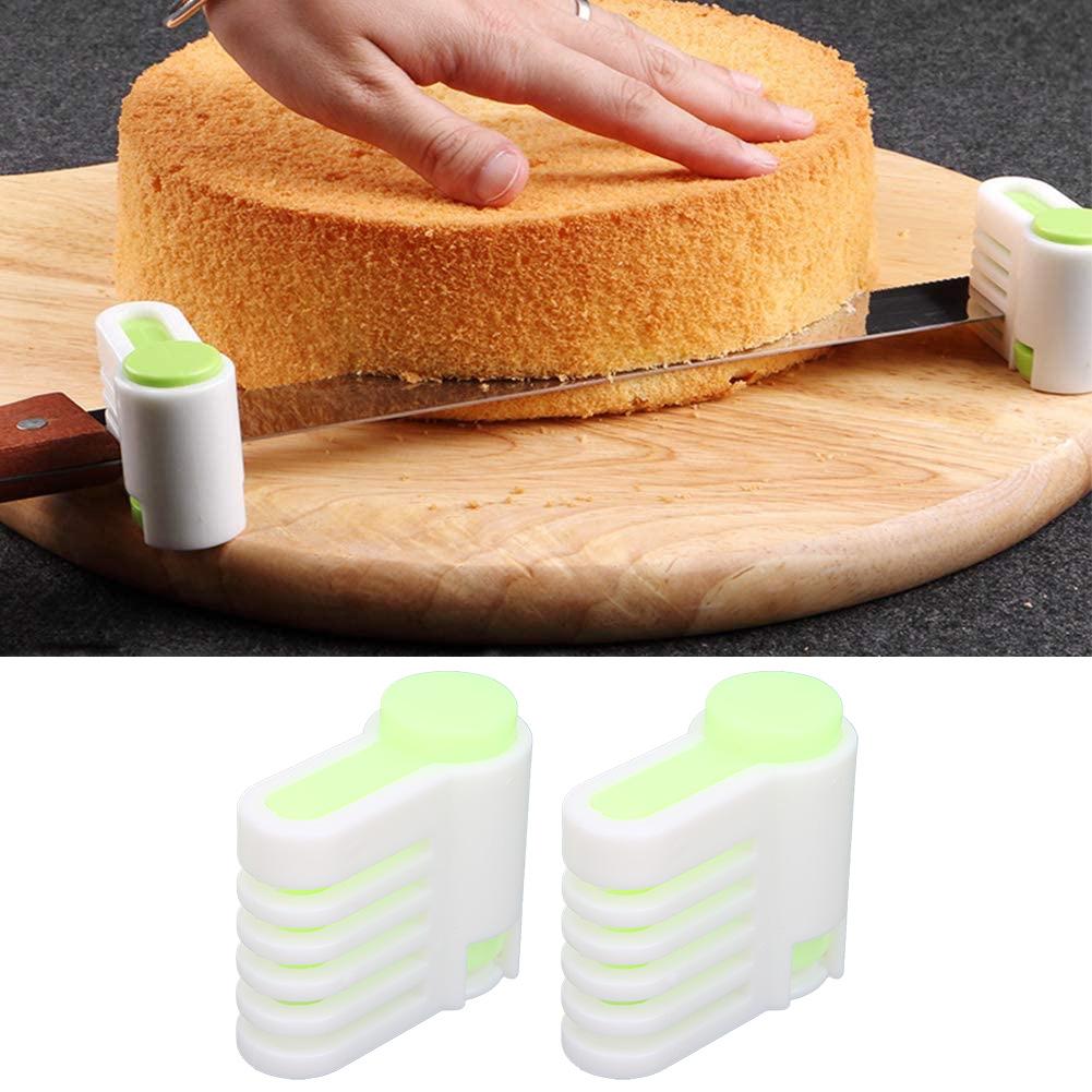 2Pcs MultiFunctional DIY Cake Bread Cutter Slicing Guide Tool Home Kitchen Accessory(Green 52036A )