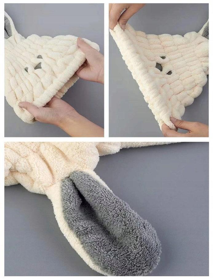 Turban towel cap FOR drying hair microfiber TEDDY BEAR universal (blue)