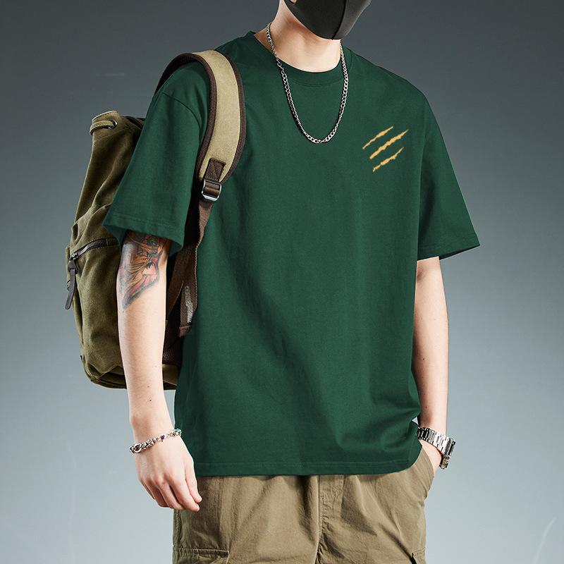 Summer Round Neck Simple Pattern Printed Top Fashionable Casual Pure Cotton Short Sleeved Men's T-shirts