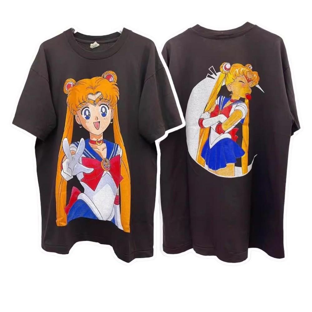 

90s Sailor Moone Anime Retro style 2 sided Black T shirt Classic NH25275 Unisex T-Shirt XXL