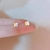PONYKISS  Sterling Silver Mini Square Splicing Glossy Stud Earring for Women Trendy Fine  Minimalist Accessories