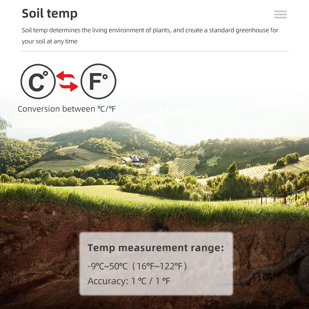 LCD Display 4 in 1 Soil Tester Handheld Soil PH Meter Soil Detector Moisture PH Light Temp Detector Plant Soil Acidity Analyzer
