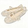 Elegant Embroidery Mesh Ballet Flats Women Fashion Round Toe Narrow Buckle Mary Jane Shoes Light Soft-soled Comfort Women Shoes