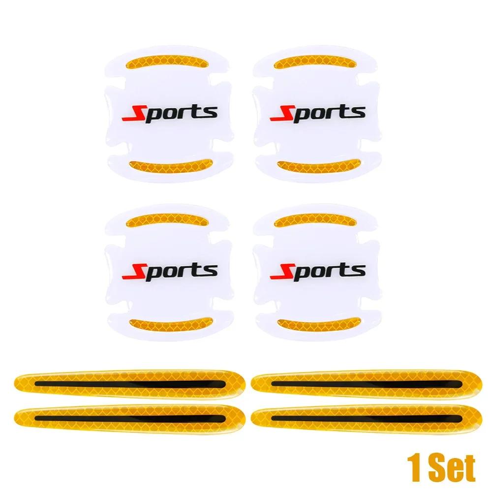 8pcs Universal Car Door Bowl Anti Scratch Protection Strip Car Door Handle Sports Styling Protective Sticker Car Accessories
