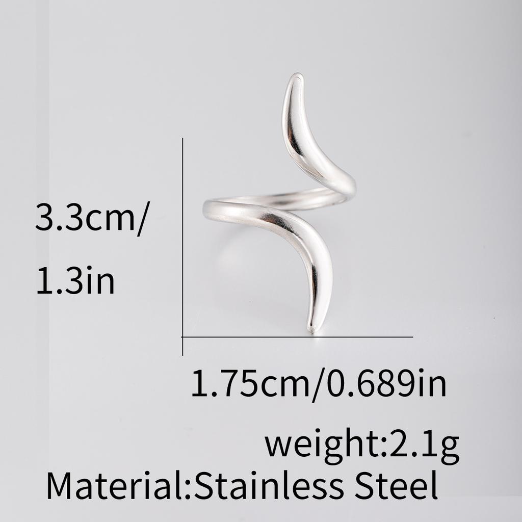 1Pcs Female Stainless Steel Open Ring, Geometric Ring, Exaggerated Accessory Ring