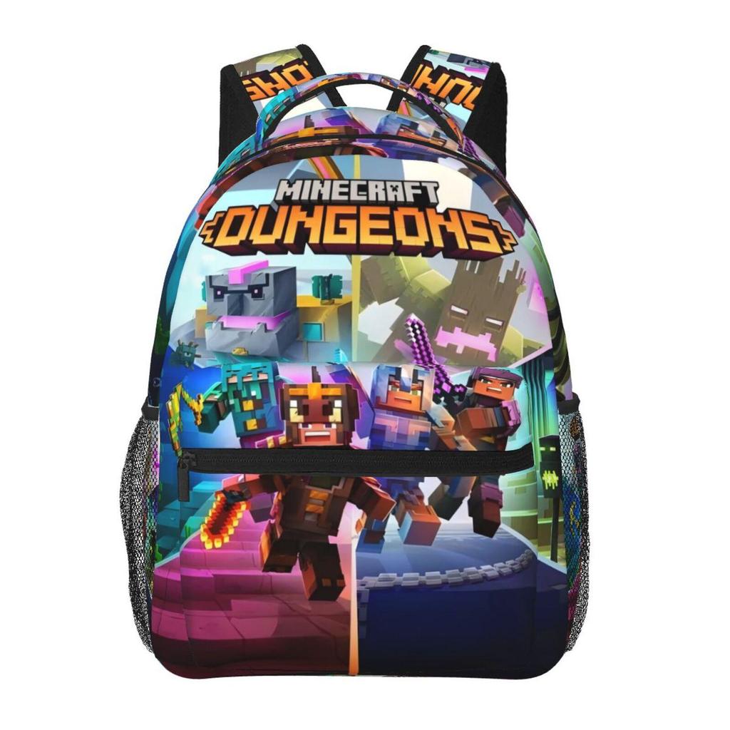 Popular Minecraft Print Lightweight Backpack: Durable, Breathable, Large Capacity, Casual Double Shoulder Bag.