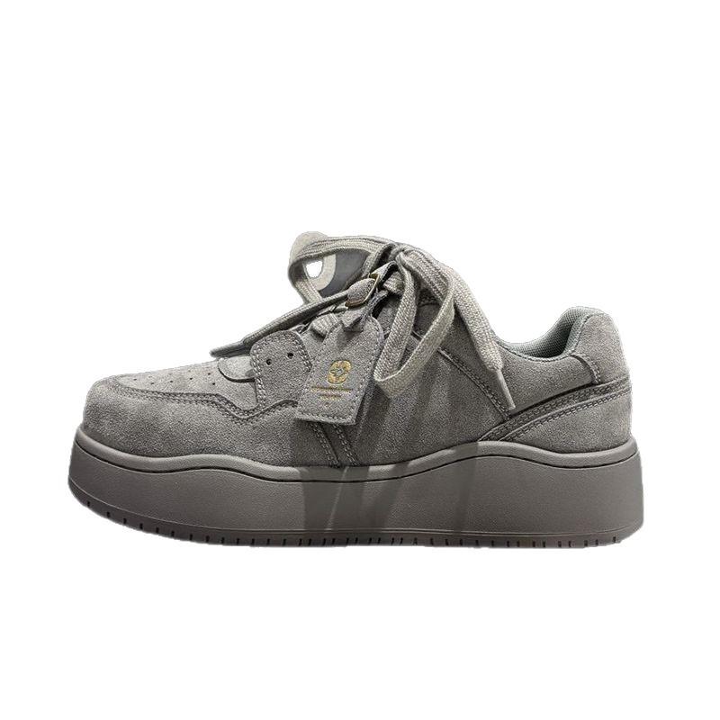 2025 spring and autumn new board shoes niche couple bread women's thick soles increase the trend of sports and leisure sports shoes