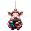 Cartoon Pig Festive Acrylic Pendant Cute Christmas Decoration For Vehicle Interiors