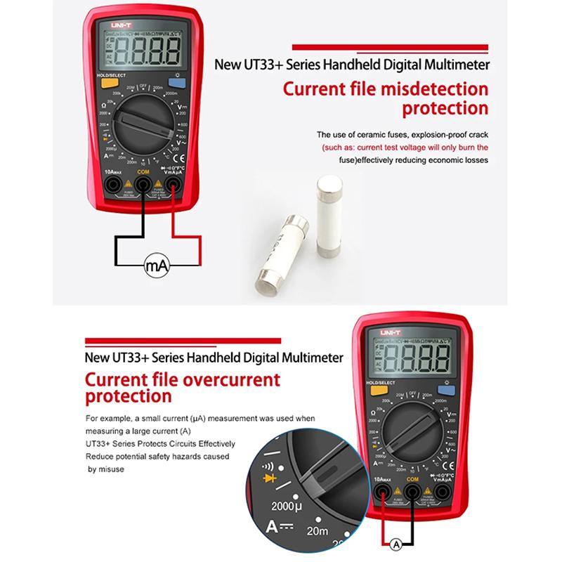 UNI-T UT61E+ UT61D+ UT61B+ UT33A UT33B UT33C UT33D Plus Profesyonel Dijital Multimetreler True RMS Otomotiv Multimetresi