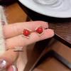 2024 Women's French Retro Red Pearl Earrings - S925 Silver, Simple Design