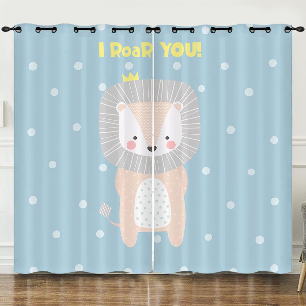 Curtains European And American Cartoon Animals Bear Deer Digital Printing Blackout Curtain Bedroom Punching
