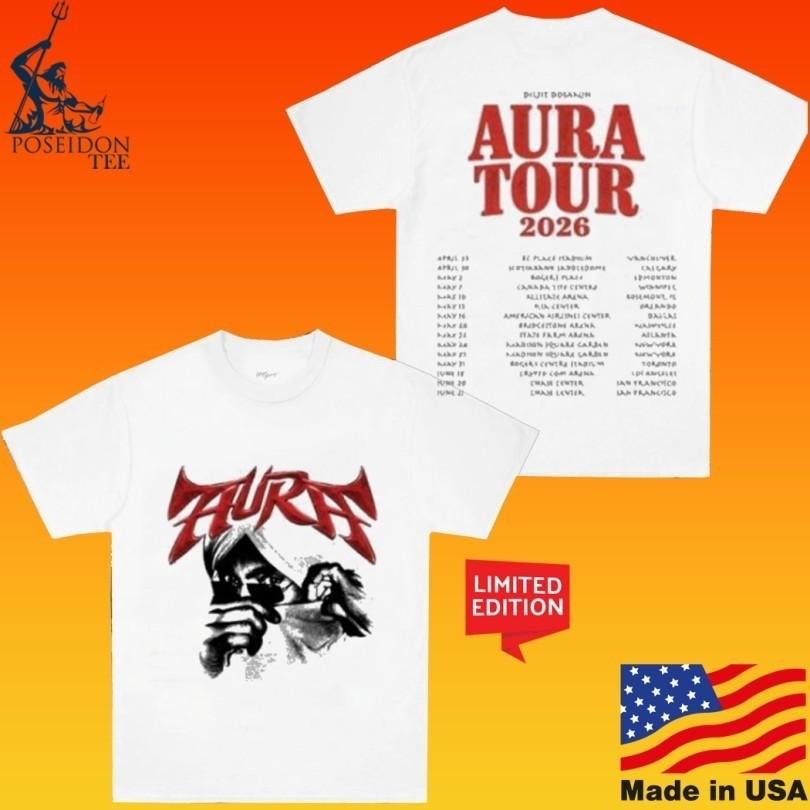 Diljit Dosanjh Thura Aura Tour 2026 Concerto Regali per Fan Maglietta Unisex