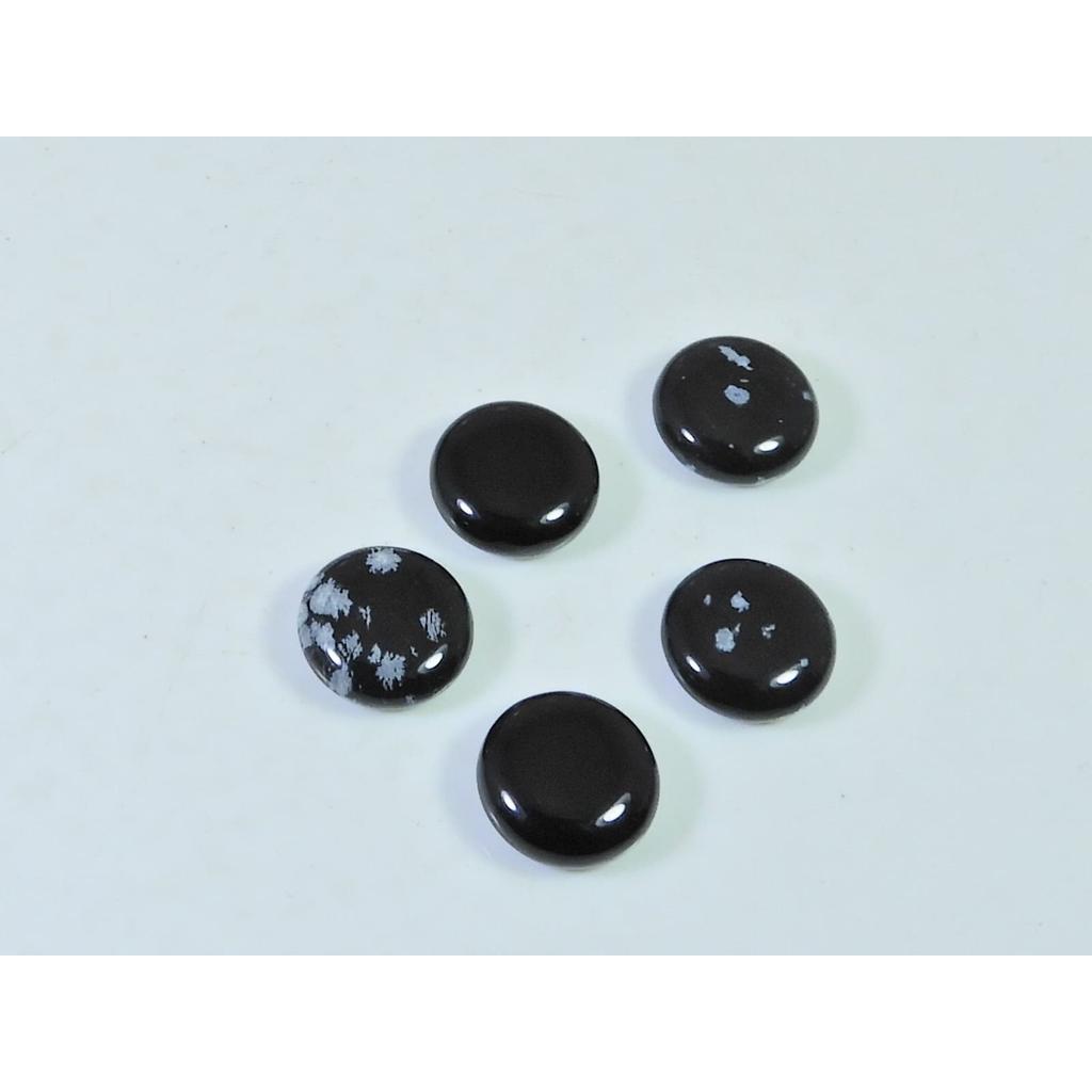 12X12MM Natural Snowflake Obsidian Round Cabochon Loose Gemstone 5Pcs Lot A-808