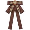 Vintage Brown Plaids Ribbon Bows Tie Brooch Pin for Women Girl Japanese Preppy Uniform Pre Tied Bowknot Corsage Necktie