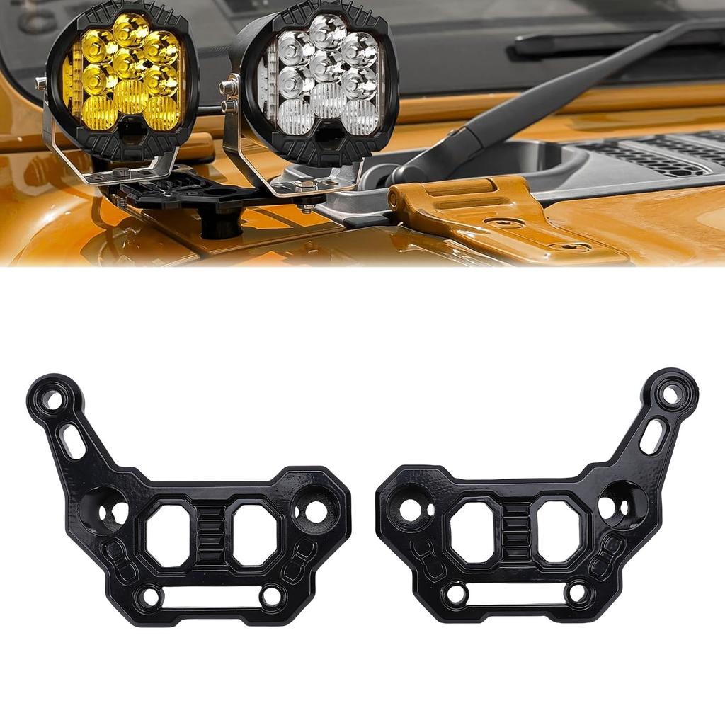 2 Stück Dual-Lichtleisten-Motorhauben-Montagehalterungen Ersatz für JL JLU 4xe JT 2018-2025 Nebelscheinwerferhalterung