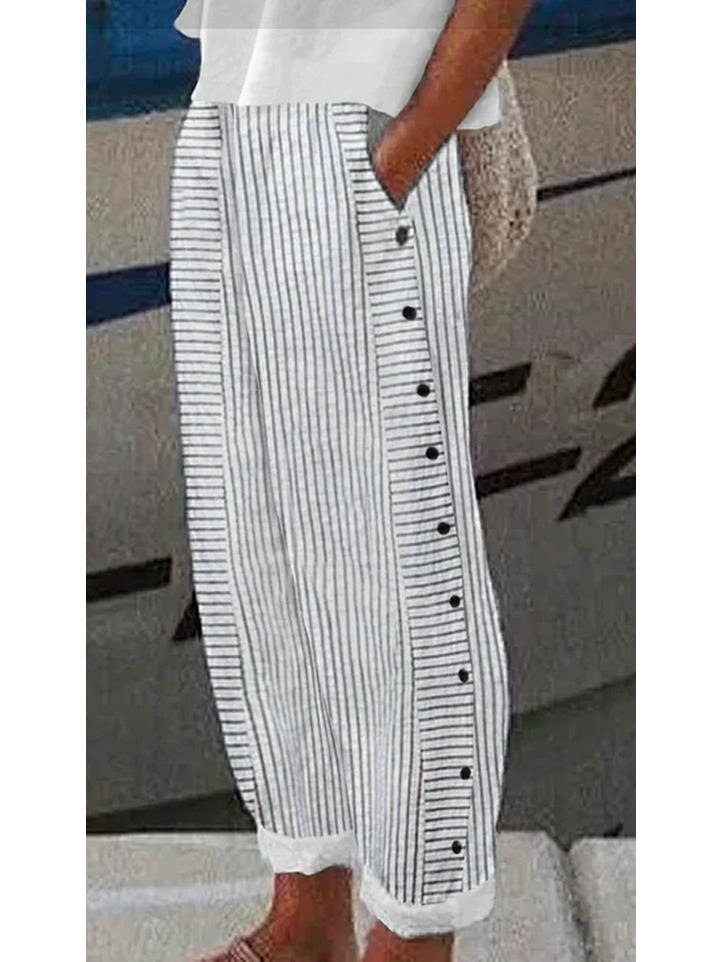 

Женские полосатые повседневные брюки 2024 4XL