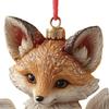 Yousheng Cute Forest Fox/Raccoon Reading Ornament 2D Flat Acrylic Christmas Ornaments Woodland Animal Xmas Tree Decoration for Nature-Themed Holiday