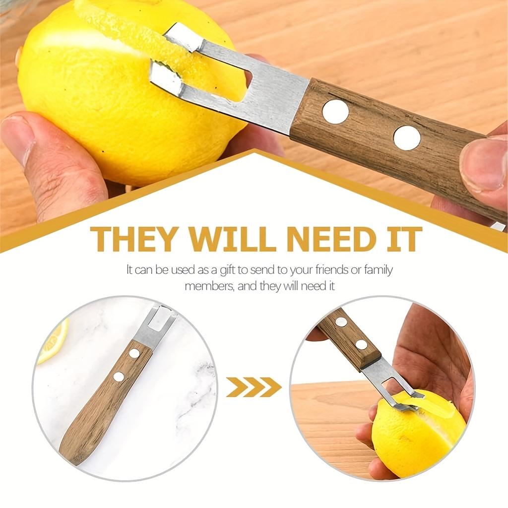Citrus Lemon Peeler Tool Wood Handle, Ultra Sharp Lemon Rind Twist Peeler Tool Bar Bartender Lime Lemon Stripper