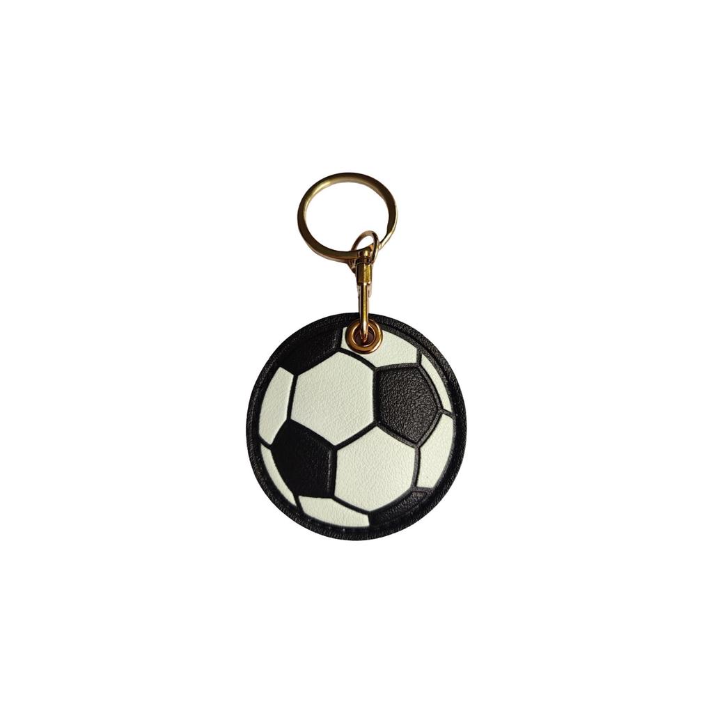 Football Pendant Leather Access Card Holder Keychain - Creative Small Gift and Backpack Accessory