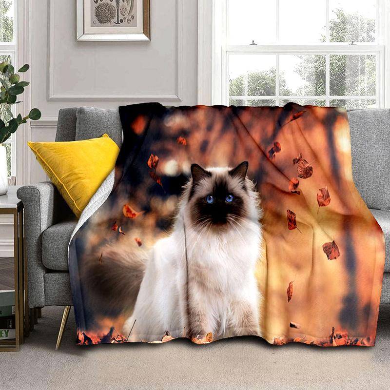 1PC Cute cat, cartoon blanket, all season lightweight home office outdoor nap multifunctional blanket