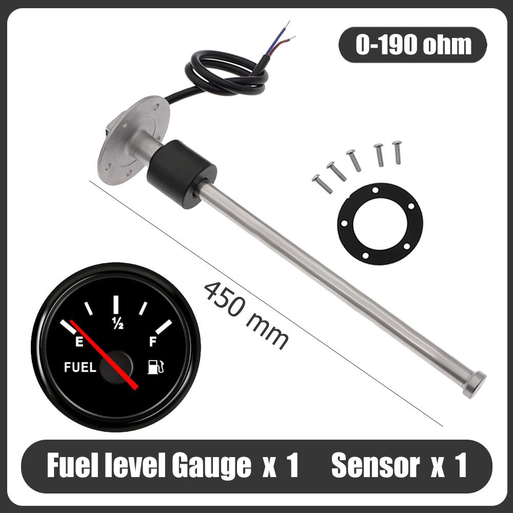 0-190 Ohm Fuel Level Guage Meter 400mm 450mm 500mm 550mm Fuel Level Sensor 52MM Fuel gauge For Marine Boat Car Truck