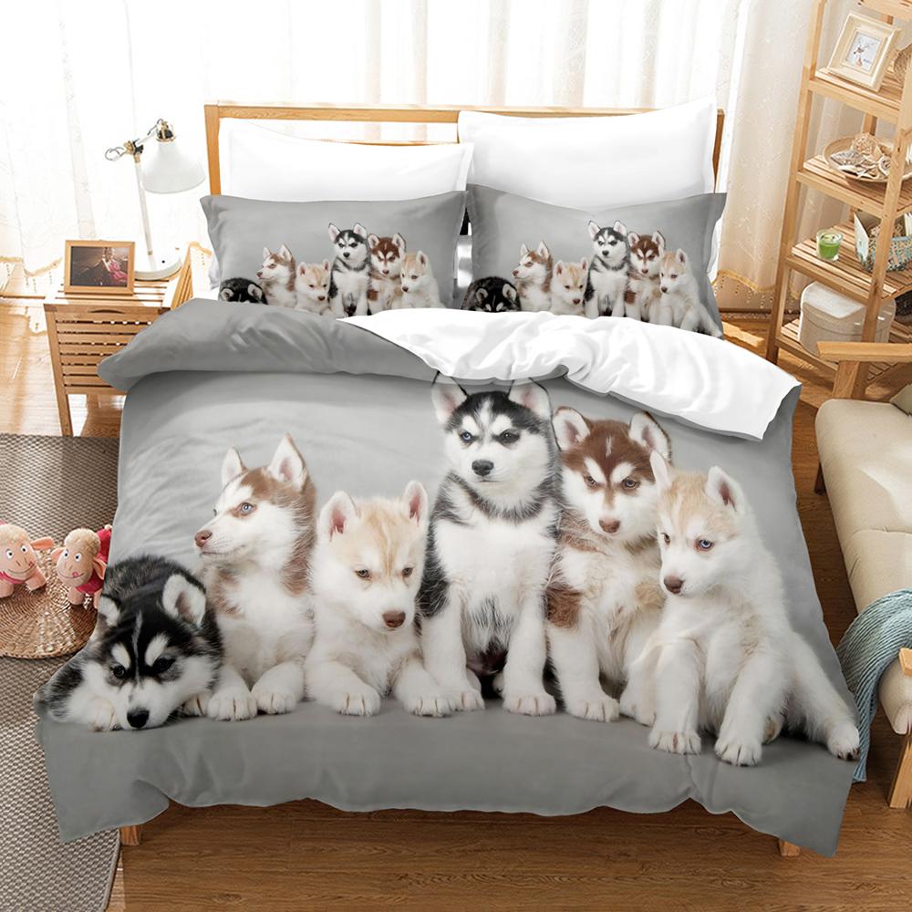 Cute Dog Bedding Set Single Twin Full Queen King Size Pet Dog Bed Set Aldult Kid Bedroom Duvetcover Sets 3D Print 030