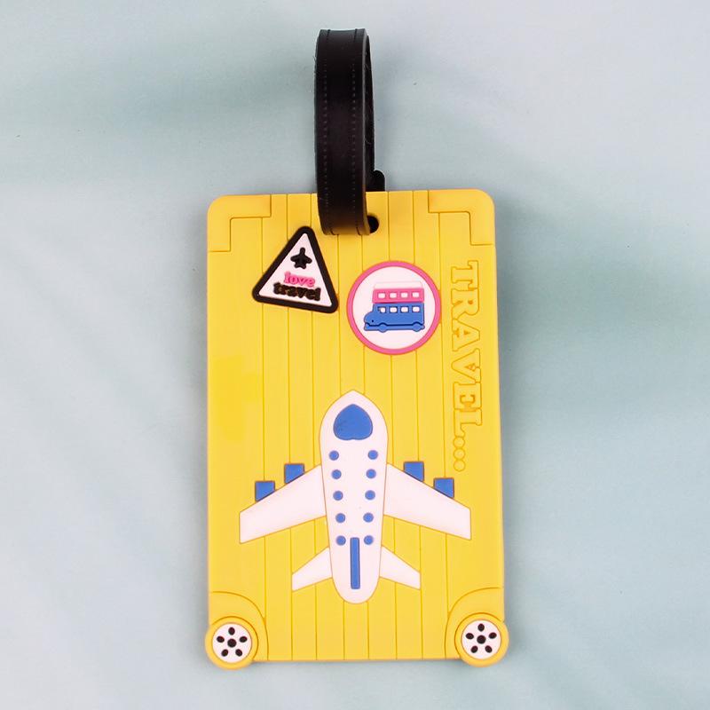 Soft PVC Luggage Tags Plane Pattern Cute Luggage Tag Creative Suitcase Tag Cartoon Boarding Passes Airplane Travel Accessories