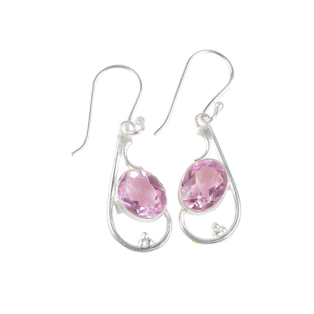 Morganit Edelstein 925 Sterlingsilber Schmuck Handgefertigt Hängeohrringe 1.60" EE-49-11