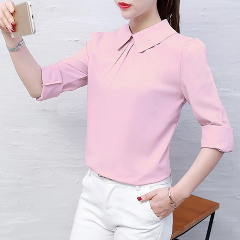 Camisas Mujeres Tops Blusas Top Femme Cuello Giratorio Manga Larga Blusa  Blanca comprar a buen precio — entrega gratuita, reseñas reales con fotos —  Joom