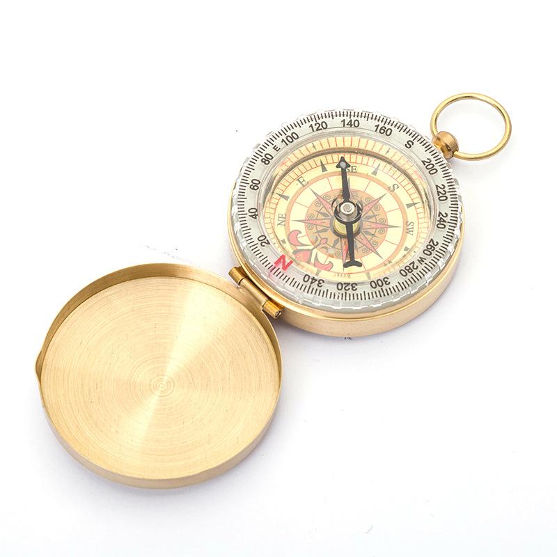 Pure Copper Compass G50 Pocket Watch Retro Clamshell Compass Outdoor Mountaineering Multi-function with Cover Luminous золотистый