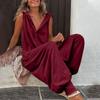 Women's Summer Casual Hooded Jumpsuit Loose Half Button Tapered Leg Romper Overall Pants