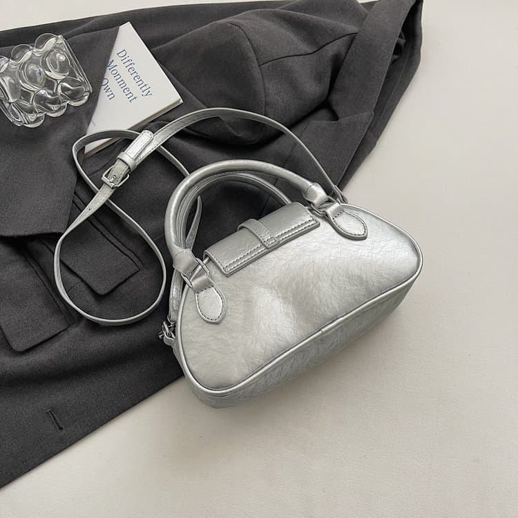 Pink Pearlescent PU Portable Messenger Bag