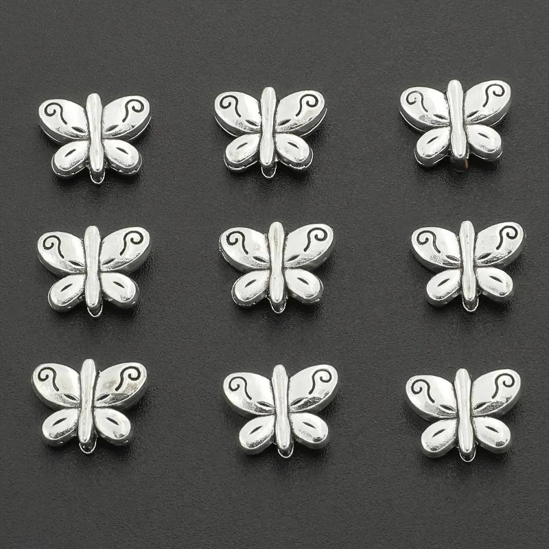 Ethnic Style Retro Tibetan Silver Butterfly Through-hole Pearl DIY Bracelet Red Woven Necklace