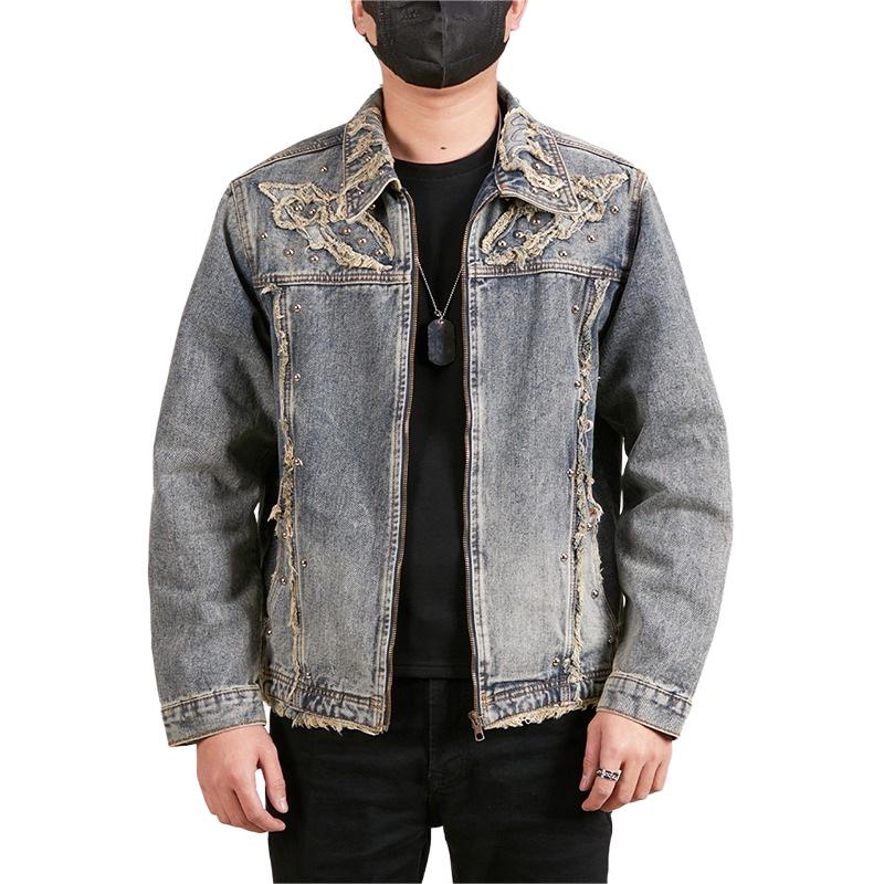Xintang Men's Plus Size Casual Retro Denim Zipper Jacket - Spring Collection