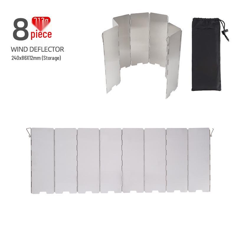 

Portable 8-Piece Aluminum Windshield for Outdoor BBQ, Camping, and Picnics