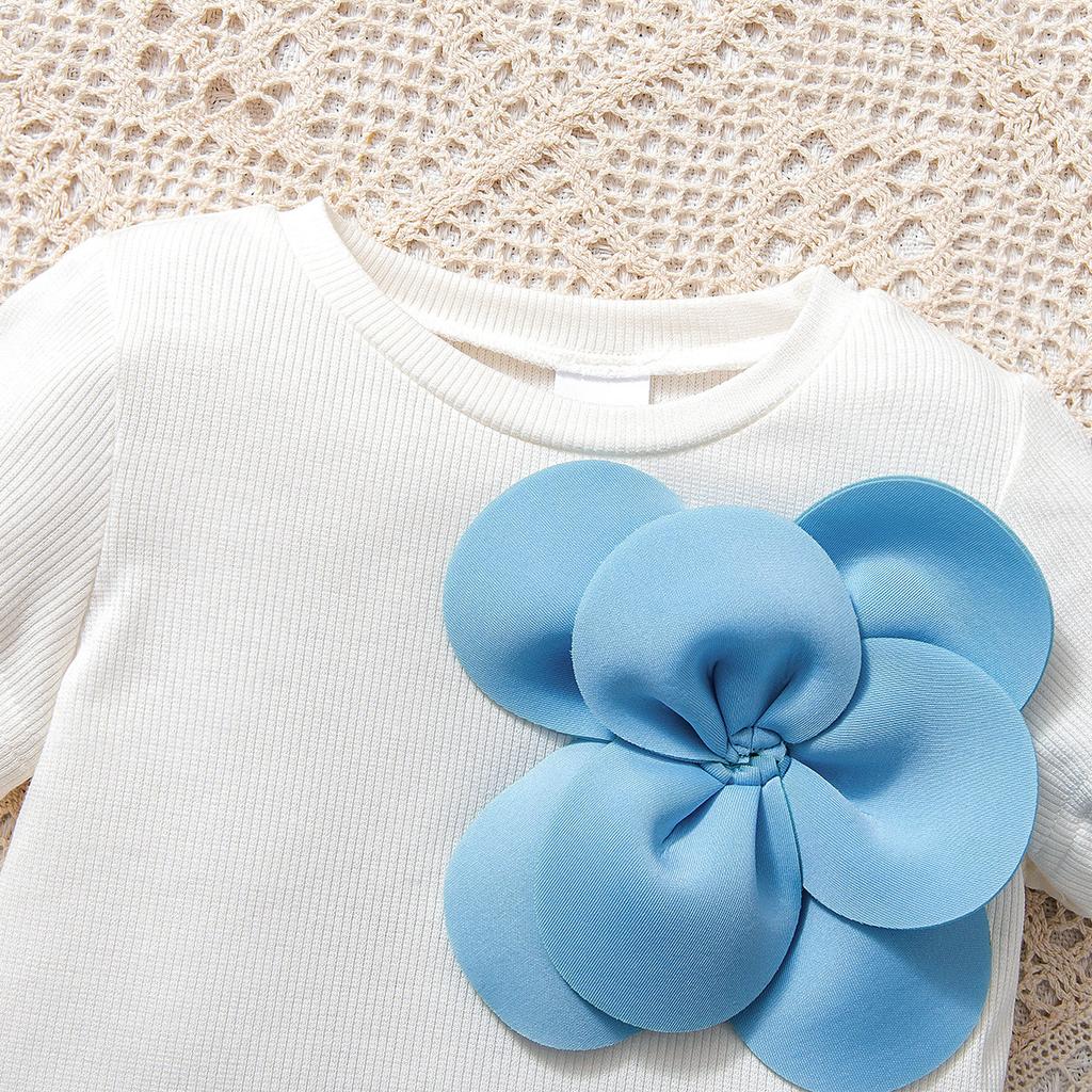 Mädchen Baby Rockanzug 9M-4J Sommermode Mädchen Dreidimensionale Blumen Kurzarm + Schleife Tutu Rock Anzug