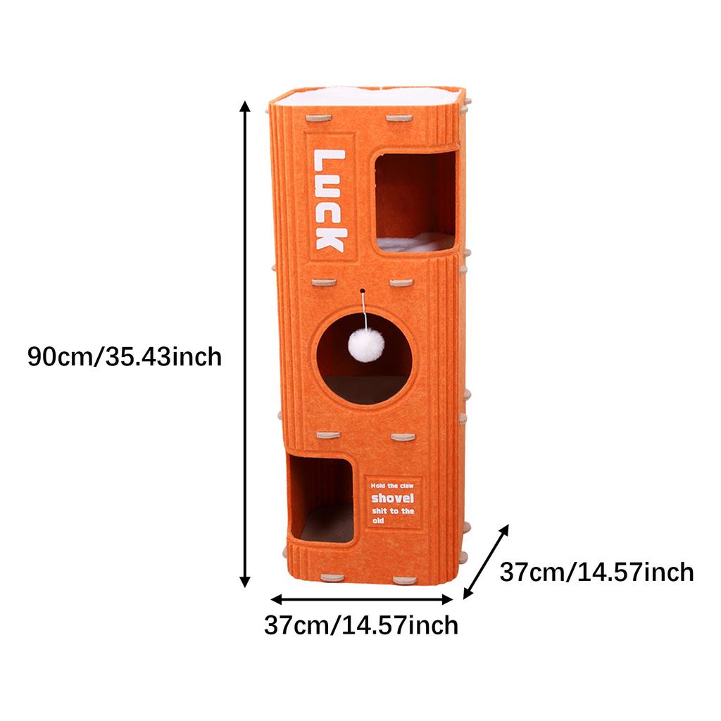 2-3 Tiers Cat House Enclosed Hut Cat Climbing Tree Kitten Scratching Post W/ Hanging Ball Toy for Cats Sleeping Resting Playing