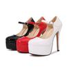 2026 Estate Nuove Europee Punta Tonda Bocca Bassa Una Cinturino Piattaforma Tacco Sottile Super Modella Scarpe con Tacco da Donna WZ-B14-2