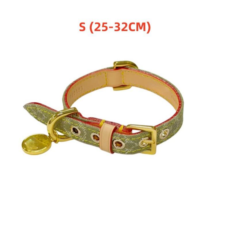 Luxury Denim Monogram Dog Collar Adjustable Leather Pet French Bulldog Dachshund Cat