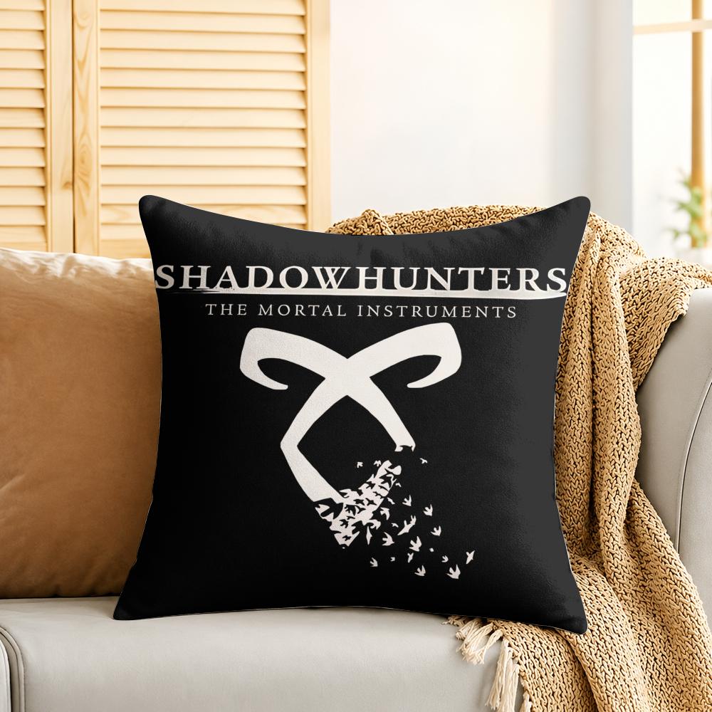 SShadowhunters Cool Logo Cushion Cover Silky Short Plush Invisible Zipper Dustproof Sofa Pillow Case For Home Decor