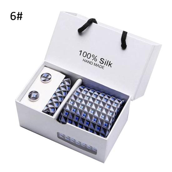 5Pcs Men Handkerchief Cuff Button Necktie Suit Wedding Party Accessories?Gift