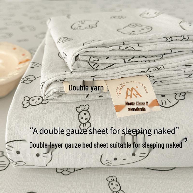 Class A Double Layer Gauze Bedding: Single Cotton Bed Sheet & Duvet Cover Set for Dorm Rooms