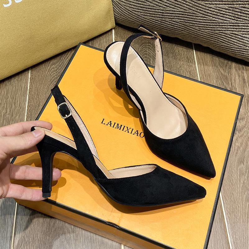 Wczesnowiosenne nowe szpilki na wysokim obcasie ze szpiczastym czubkiem, płytkie wycięcie, klamra jednosłowowa, damskie buty pojedyncze, wszechstronne profesjonalne szpilki, buty damskie