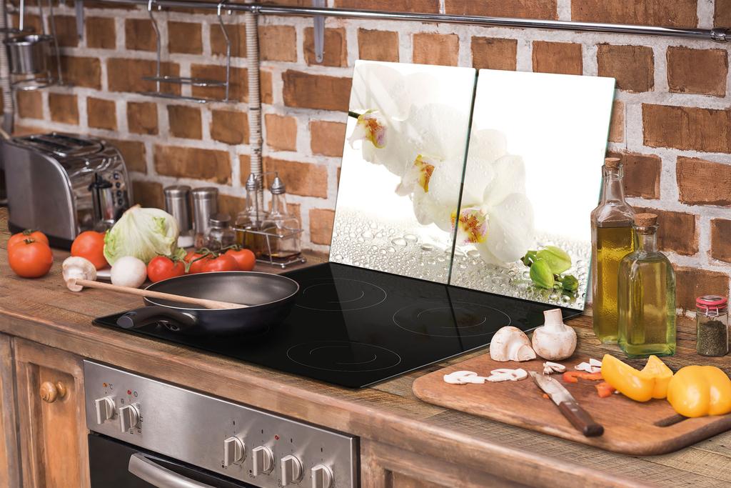 GLÄSERNE KOCHPLATTENSCHUTZPLATTE 2x35x52 ORCHIDEE