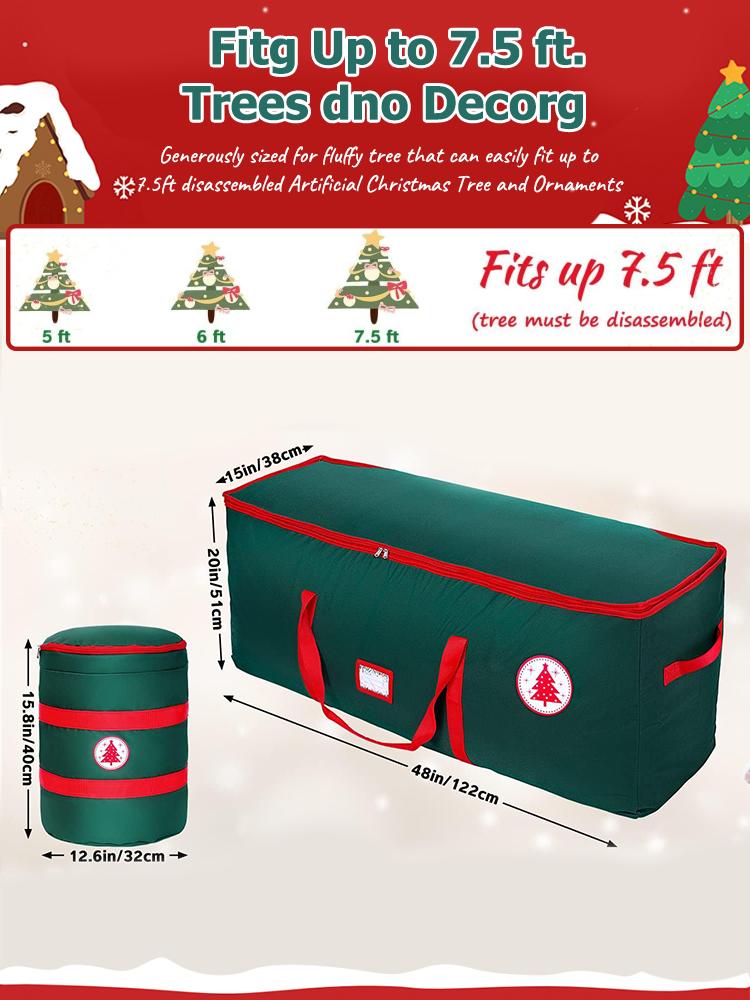 Christmas Tree Storage Bag Waterproof Zippered Bag Holiday Decorations Dustproof Cover Pouch for Costume Props Party Supplies