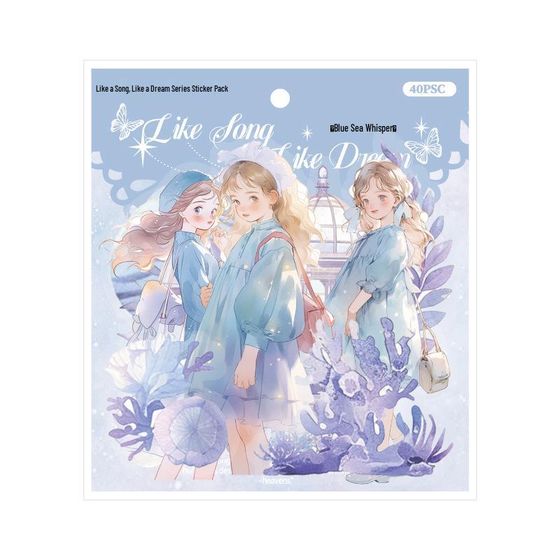 Like a Song, Like a Dream Series PET Sticker Pack - 40 Character Journal Decorative Stickers in 6 Designs