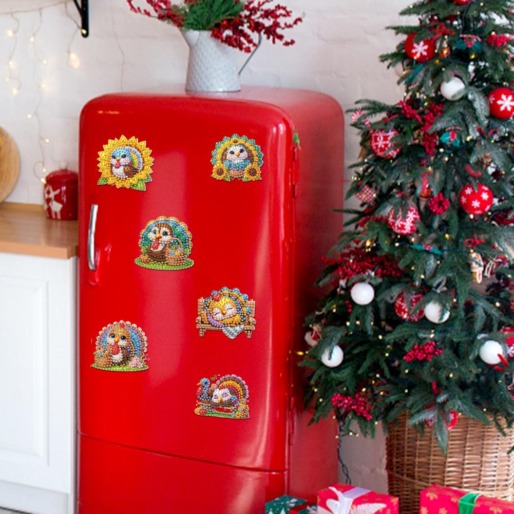 6 Stück 2D/flach Weichmagnetisches DIY Diamantkunst Kühlschrankmagnet-Set Tiere Diamantmalerei Magnete Kühlschrank Diamantkunstmagnete