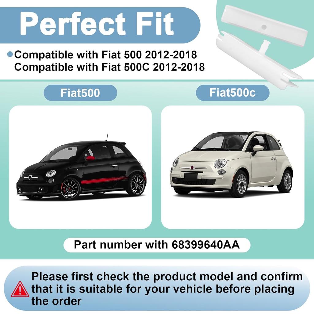 2Pcs 68399640AA Door Window Regulator Glass Run Channel Compatible with Fiat 2012-2018 500 500c, Stabilizer Clip Set Fits for Left or Right